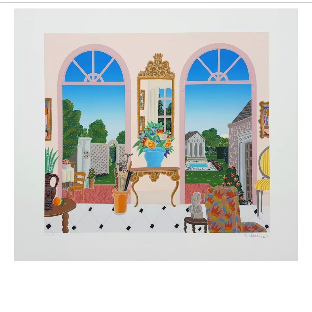 THOMAS MCKNIGHT SIGNED FRAMED SERIGRAPH PRINT SOUTHAMPTON HAMPTONS SUITE MATTED